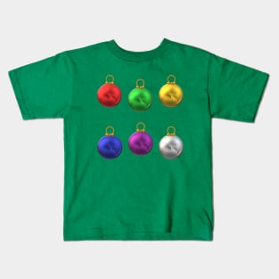 Colorful Christmas Tree Ornaments (Black Background) Kids T-Shirt